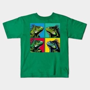 Green Iguana Pop Art - Exotic Reptile Kids T-Shirt